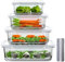 Bstask Food Containers Set with Snap Locking Lids, [4 Pack] Glass Meal Prep Containers (410ml-680ml-1040ml-1520ml), BPA-free Glass Storage Containers with Lids, Glass Food Storage Containers