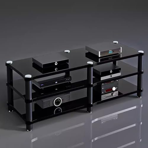 Hochleistungs-Audio-/Videokomponentenschrank mit 3 Ebenen, AV-Medienständer, Regal, Entertainment-Stereo-Organizer – Eck-Entertainment-Center für Spiele, Aufnahmeräume (Schwarz Nr. 1)