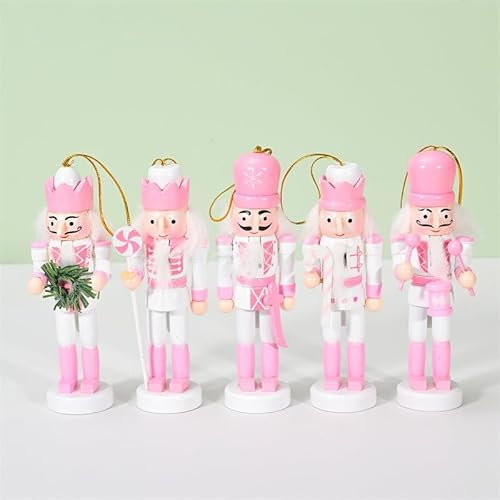 SUMKTO 12cm Nouveau Rose SB58560 Série Classique Dessins Animés Casse-Noisette Marionnette Ornements Noix Soldats Bande Poupées Casse-Noisette Miniatures