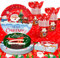 Vaisselle de Fête en Papier de Noël, 65pcs Fête de Noël Vaisselle Set - Assiette Noel Carton, Serviette en Papier Noel & Nappe de Decoration Noel etc Vaisselle de Fête Sur le Thème de la Noël