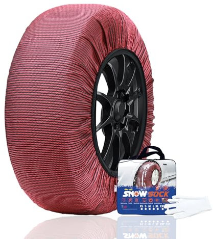 SAITUMA Schneekette Auto Textilschneekette 2 Stück EN 16662-1 Homologiert Reifen Schneekette Washable Schnellmontage (XL)