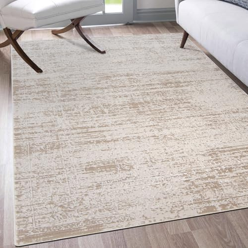Mazovia Teppich Creme Modern Abstrakt Vintage Teppich - Teppich für Wohnzimmer - ÖKO-TEX Zertifiziert - Teppiche - Creme Beige - 140 x 200 cm