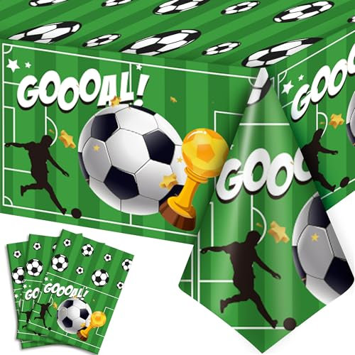Fußball Tischdecke Geburtstag, 3pcs Größe 137 x 274 cm Fussball Geburtstagsdeko Tischdeko Fussball Tischdecke & Fußball Party Tischdecke für Fussball Geburtstag Deko