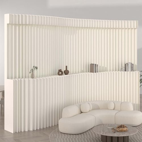 HELLOpoper Klappbarer Raumteiler mit Regal, Multifunktionale Trennwand, Umweltfreundliches Kraftpapier, Kein Zusammenbau Erforderlich – Ideal für Büros, Wohnzimmer, Schlafzimmer (weiß, H2m*L2m)