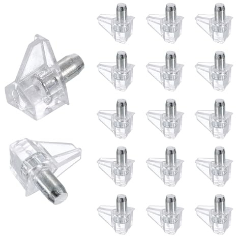 QUARKZMAN 45 Pcs Chevilles de Support d'Étagère Transparentes, 6mm Chevilles d'Étagère de Cabinet, Support de Clip d'Étagère pour Meubles de Cuisine Bibliothèques Armoire