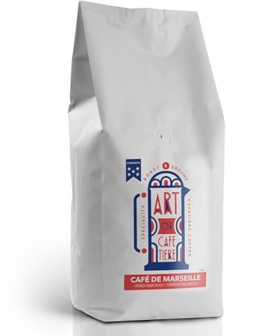 Strong Dark Roast Cafetiere Ground Coffee 1kg - Roasted & Ground Specifically For French Press and Cafetieres - Art of Cafetiere Cafe de Marseille Blend - Strength 5