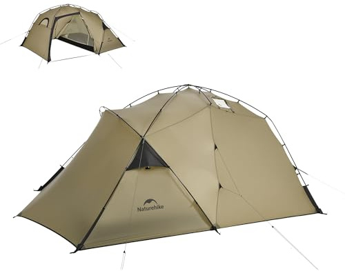 2025 Naturehike 4 Season Tent for Camping with Porch, Bedroom and Fireproof Chimney Opening, Waterproof & Windproof, 2 Person Massif Backpacking Family Tent for Outdoor, Hiking and Travel