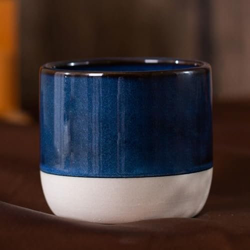 Tazza da tè giapponese, tazza da caffè vintage, tazza da caffè espresso, tazza da tè cinese, tazza da caffè cinese, senza manici, per acqua (L, blu)