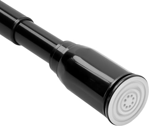 2 Stück 25mm Teleskop-Gardinenstange ohne Bohren | Ausziehbare Spannstange 50-80cm | Schwarz Vorhangstange für Achsenrad Duschvorhang, Balkon & Gardinen | Klemmstange für Wand