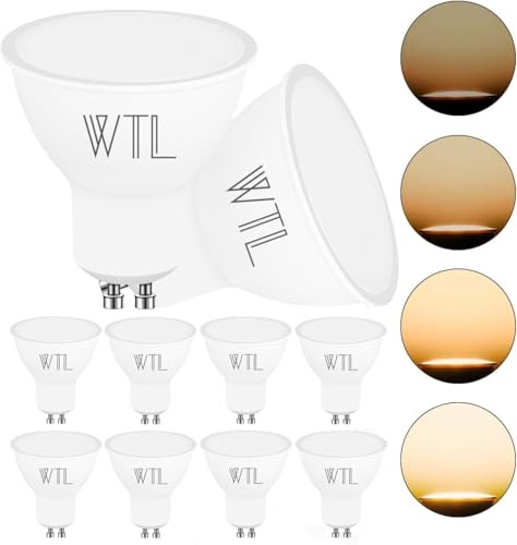 WTL GU10 LED Warmweiß Dimmbar Leuchtmittel, Scheinwerfer, 3000K LED GU10 Led Warmweiss Dimmbar，7W Ersetzt 70W Halogenlampen, 120 Grad 600LM AC 220V, 10er Pack.
