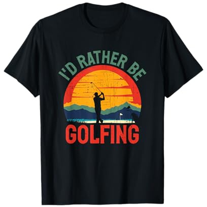 I'd Rather Be Golfing Sunset Silhouette T-Shirt