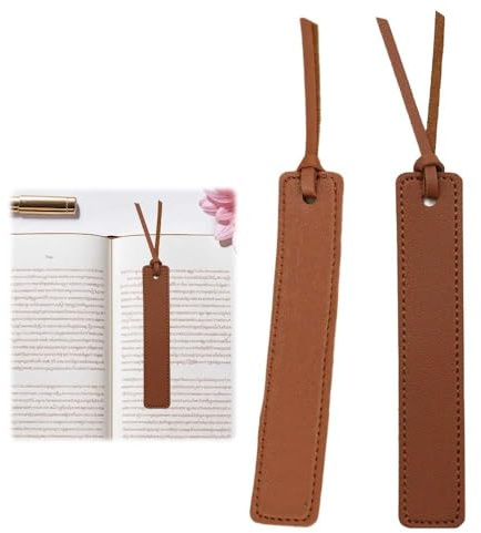 ZENQARI 2 Stück Lesezeichen Aus Leder Mit Lanyard - 24x130mm Elegante Buchzeichen In Braun Für Tiefenleser, Studenten & Büro - Premium Lesezeichen Set Als Kreativgeschenk
