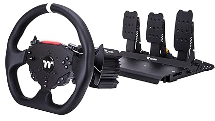 Thermaltake G6 Direct Drive Rennrad und Pedale Bundle; für PC; 6 Nm Direktantrieb; kompatibel mit Simulator-Cockpit oder Schreibtisch; Mikrofaser-Lederrad; Hall-Effektpedale; schwarz; GRB-G6D-DGT3BB