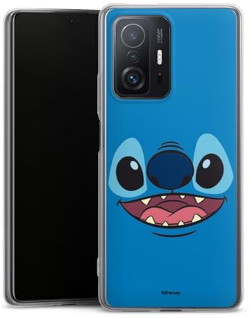 DeinDesign Slim Case kompatibel mit Xiaomi 11T 5G Silikon Handyhülle transparent Hülle extra dünn Lilo & Stitch Disney Offizielles Lizenzprodukt