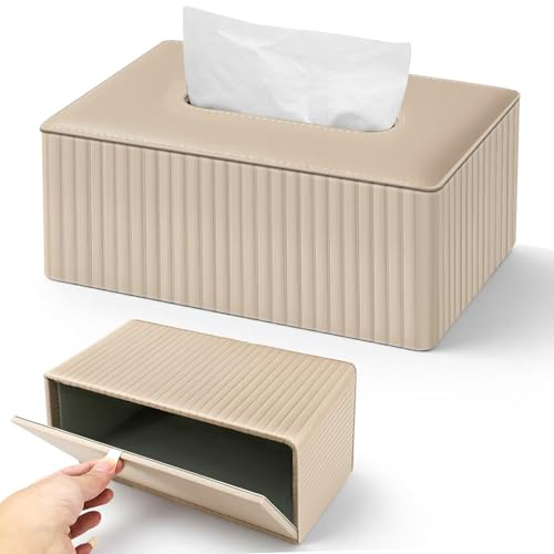 Taschentücher Box Taschentuchbox Kosmetiktücher Box taschentuchspender Leder 25.5x14x11.5cm für Badezimmer Wohnzimmer Esszimmer Wohnzimmer Büro Couchtisch Schlafzimmer