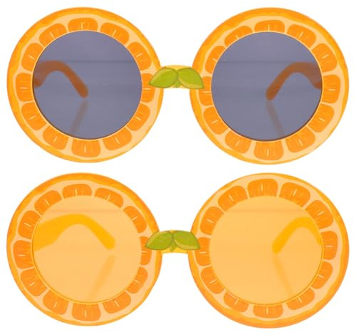 ifundom 2pcs Lemon Shaped Sunglasses Novelty Fruit Design Round Fun Glasses for Beach Party Hawaiian Luau Summer Pool Party Supplies