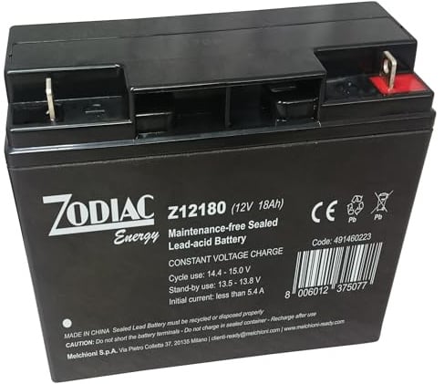 Batteria al Piombo Ermetica Ricaricabile 12V 18Ah Uso Tampone e Ciclico 181x168x76 Adatta per Luci di Emergenza Sistemi di Allarme Ambito Industriale UPS by Dimensione Elettronica S.R.L.