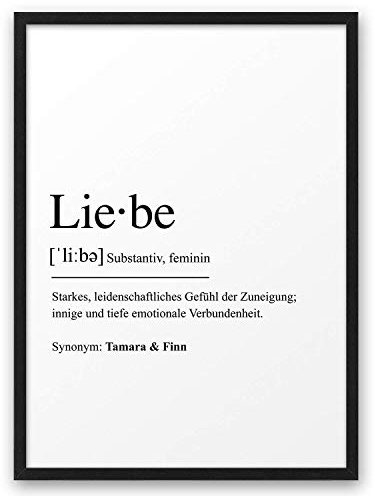 LIEBE DEFINITION | ABOUKI Kunstdruck | Valentinstag Geschenk Für Sie Pärchen Geschenke Bild Hochzeit Personalisiert Jahrestag Geschenk für Freundin | Personalisiert