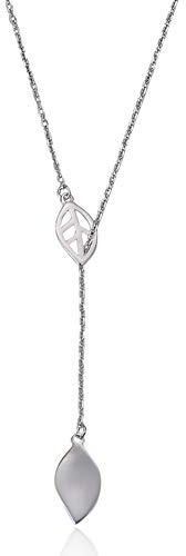 YAZILIND 925 Sterling Silver Y Lariat Necklace Chain with Leaf Pendant Necklaces for Women Girls