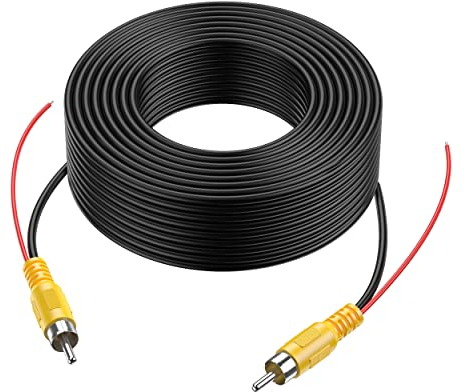 Coche RCA Vídeo Cable para Reversa Vista Trasera Aparcamiento Cámara con Detección Alambre Inversa Gatillo Plomo - 15 Metros / 50FT