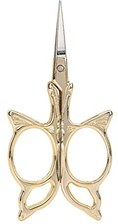 Vintage Stickschere mit Schmetterlingsmuster, Edelstahl, Scharfe Spitze, Gold, für Handarbeiten und Nähen