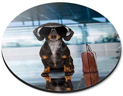 Destination Vinyl Ltd Round Mouse Mat - Dachshund Sausage Dog Office - RM21443