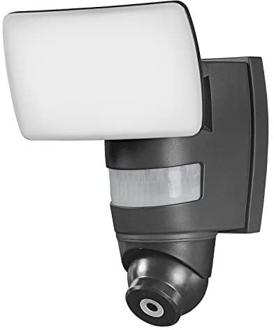 LEDVANCE Lumière LED de sécurité intelligente avec caméra intégrée, projecteurs pour l'extérieur avec technologie WiFi, contrôle via l'application de téléphone portable possible, blanc chaud (3000K)