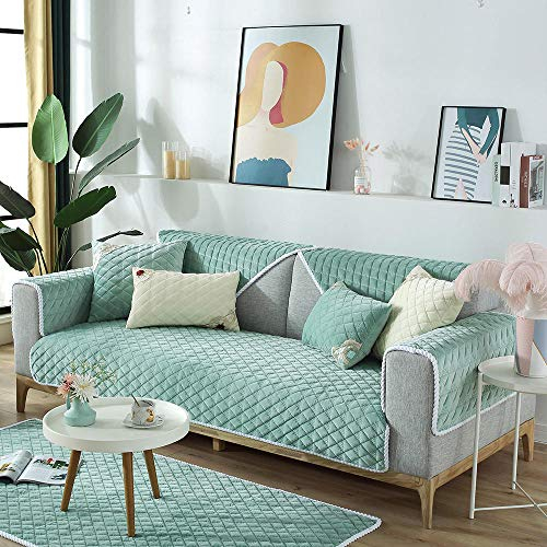 Suuki Couch Cover,Sofa Auflage,Couch Schutz,Sofa Protector Cover für Ledercouch,rutschfeste warme Sofabezug,Couchüberwurf für Wohnzimmer/Spielbereich,Möbelbezüge-hellgrün_90 * 240 cm