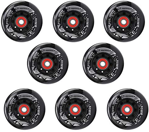 90A Inline Skates Wheel, Universal PU Ersatzrad Mit Lager 72mm 78mm 80mm Rad, für Erwachsene Kids Teens Anfänger Hockey Skates Wheel(80mm)