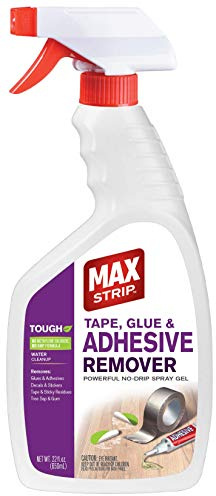 Max Strip Tape, Glue & Adhesive Remover 22oz | Fast-Acting | Removes All Kinds of Glues, Stickers & Sticky Residue | For Wood, Metal & Multiple Surfaces | No Harsh Odor Leaves Surface Clean