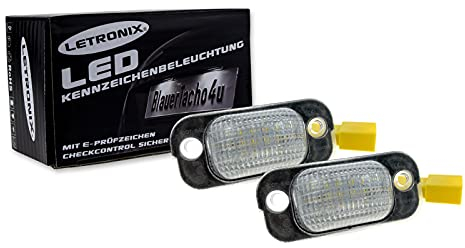 letronix SMD LED Kennzeichenbeleuchtung Module Auto mit E-Prüfzeichen Kompatibel mit: Golf 2 II Typ 19E/1G1 1983-1992, Jetta 2 ll Typ 16E/19E/1G2 1984-1992, Toledo l Typ 1L 1991-1999