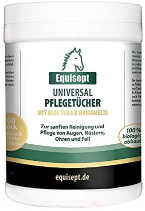 Equisept Universal Care Wipes for Horses 160 Pieces Care & Cleaning Eyes, Nostrils, Ears & Fur Horses Accessories Cleaning Tool for Horses Cleaning Box Horse Care Set