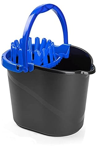 CABLEPELADO Cubo Fregona Escurrefacil, Cubo para Fregar, Cubo de Limpieza, 31,5 cm Altura x 29 cm Fondo, Cubo escurridor, Capacidad de 14 litros, Plástico PP5, Fabricado en España, Negro y Azul