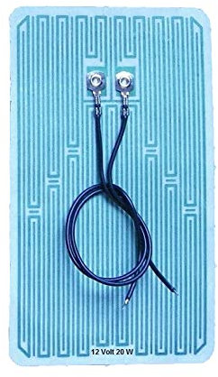 ASG Technik Spiegelheizung/Heizfolie mit Kabel, selbstklebende Beschichtung für einfache Montage, 20 Watt, 12 Volt Breite 105 mm x Höhe 180 mm, Niedervolt, 30-40 Grad, Frostschutz, LKW, PKW