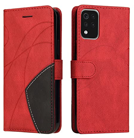 Fatcatparadise Kompatibel mit LG K42 / K52 Hülle, Leder PU Brieftasche Handyhülle Flip Case Silikon Bumper Schutzhülle Klapphülle. Lederhülle mit Kartenfächern und Standfunktion (Rot)