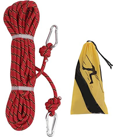 Cuerda de Escalada Al Aire Libre, 10 Mm Cuerda de Escalada en Roca 15 M de Longitud 3KN Capacidad de Carga Roja Escape de Incendios Seguridad Cuerda de Rappel Cuerda de Escalada en Roca Estática Cuerd