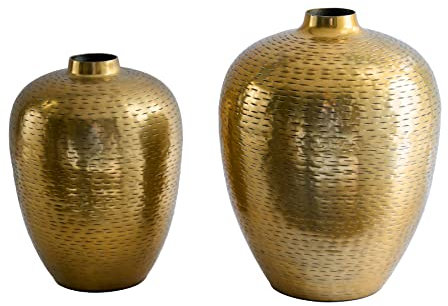 Elegantes Vasen 2er Set Oriental 31cm Gold Hammerschlag Design Dekovasen Wohnaccessoire Dekoration