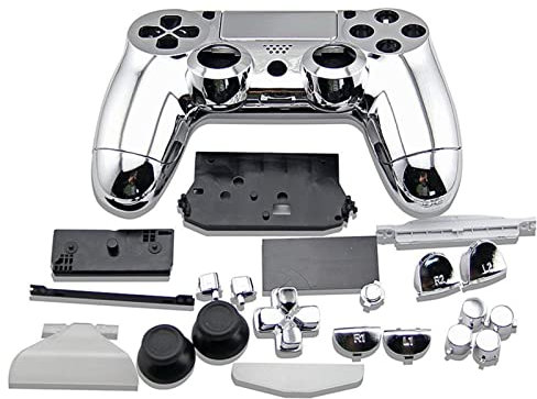 TX GIRL Botones De Carcasa De La Carcasa Cubra De Placa De Cubierta Silver Full Set For PS4 Mando De Videojuegos Inalámbrico PS4 V1 Controlador Antiguo (Color : Silver)