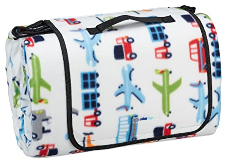 Relaxdays XXL Picknickdecke, 300x200cm, isoliert, wasserdicht, Fleece Stranddecke, Campingdecke, Tragegriff, bunt