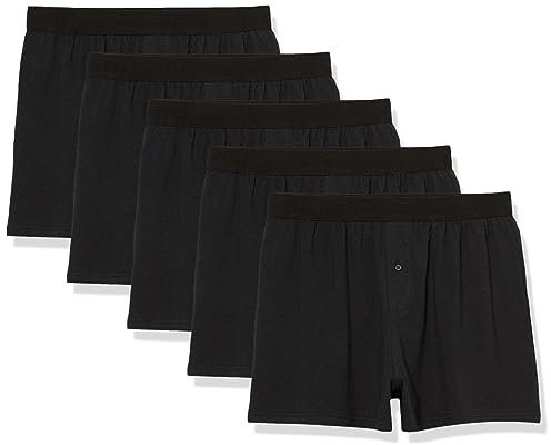 Amazon Essentials Boxer Corti in Jersey di Cotone (Disponibili nelle Taglie Big & Tall) Uomo, Pacco da 5, Nero, L