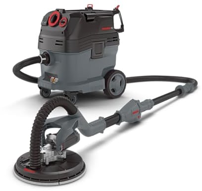 MENZER Levigatrice a Collo Lungo LHS 225 & Aspiratore di Sicurezza (Aspiratore a Umido/Secco) VCL 530 PRO incl. Set di Abrasivi