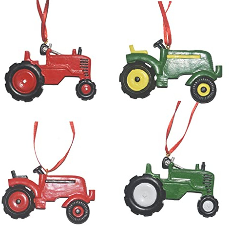 4st Christbaumanhänger Anhänger Weihnachtsdekoration Weihnachten Basteln Traktor Verzierungen Für Weihnachtsbaum Weihnachtsanhänger Aus Harz Zum Aufhängen, Baumschmuck Von Auto Fahrzeug Bauernhaus
