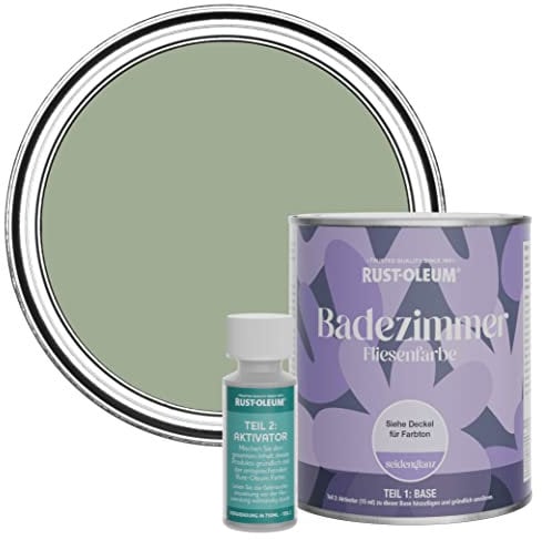 Rust-Oleum Peinture Verte Résistante à l'eau pour Carrelage de Salle de Bain, Finition Satinée - Vert Khaki 750ml