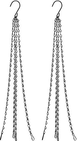 YOKIVE 2 Pcs Hanging Chains, 4 Point Holders Adjustable Chains Extension Link with S Hook, Great for Flower Pots, Plant Basket, Lantern (Black, 19.69-Inch)