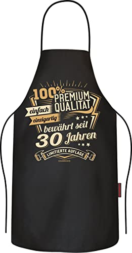 RAHMENLOS Grillschürze Kochschürze Küchenschürze als Geschenk zum 30. Geburtstag aus reiner Baumwolle