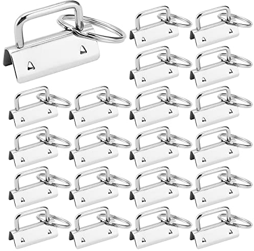 NGOSUET 60 PCS Schlüsselband Rohlinge, 32mm Schlüsselanhänger Filz Rohling, Klemmschließeanhänger Hardware Armband mit Schlüsselring zur Herstellung von Schlüsselbändern DIY