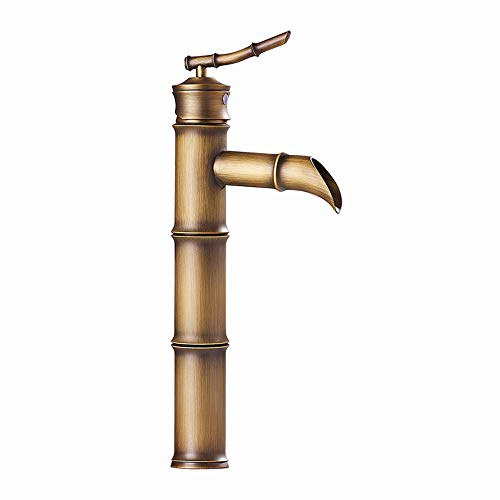 Mischbatterie Nostalgisch Retro Kupfer Home Küche Badezimmer Wasserhahn Antik Vollkupfer Mischbatterie Waschbecken Heiß Kalt Bad Becken Mischbatterie Einhand Einloch Chrom gebürstet Bambus W