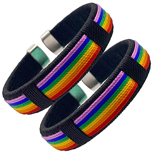 mintolex LGBT Pride-Armband für Bisexuelle, Lesben, Schwule, LGBTQ-Pride-Armbänder, handgefertigt, Nylon, verstellbares Armband, Uhrenarmband, Regenbogen-Armbänder für Damen und Herren, Parade