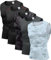 Holure Herren 5er Pack Kompressionsshirt Tank Top Quick Dry Ärmelloses Muskel Shirt Funktionsshirt Schwarz/Schwarz-Rot Linie/Camo Schwarz01/Grau/Camo Weiß 04-M