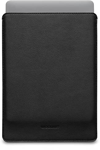WOOLNUT Sleeve Case for MacBook Air 15 - Charge in Sleeve - Full-Grain Leather, Wool Felt Interior - Tailor-Made Fit - Scandinavian Design, Compatible with Apple MacBook Air 15 inch - Black